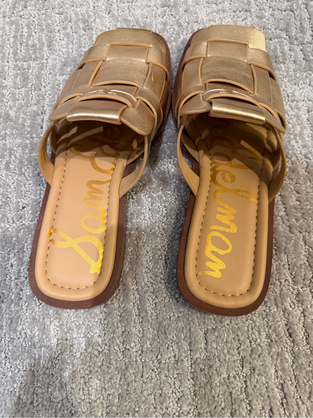Sam Edelman Metallic Gold Braided Slide Sandals